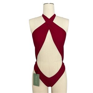 FLUIDE One Piece Burgundy Wine Swimsuit S